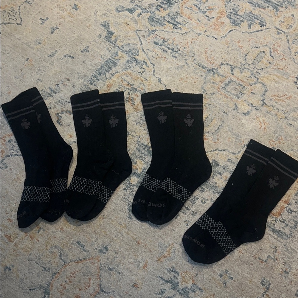 Bombas Black Crew Socks with Gray Accents